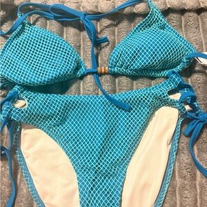 Cupshe Turquoise Blue Mesh Kids One-Piece Swimsuit